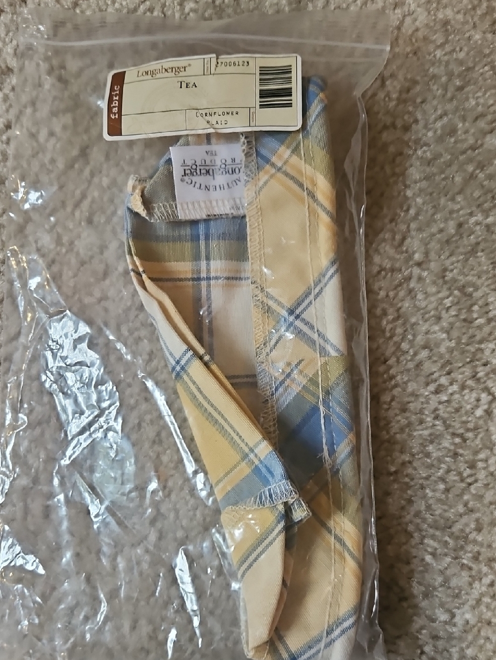 Longaberger Cornflower Plaid Tea Liner